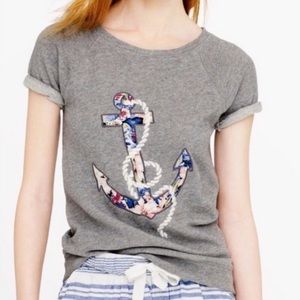 J Crew Terry Tee with Floral Anchor Shirt